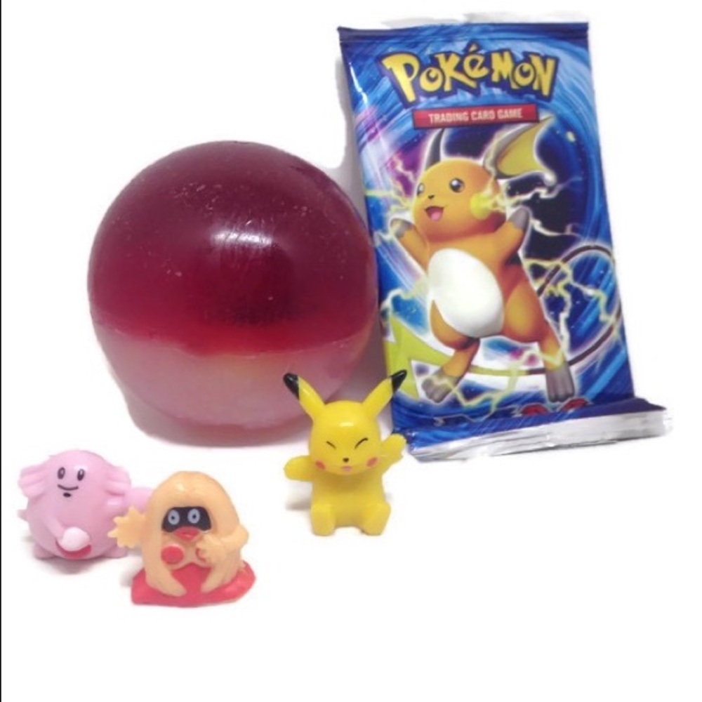 P0kemon Mini Toy Poke Ball Soap with Play Cards
